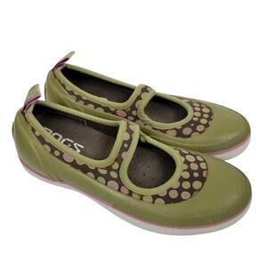Bogs Women's Green Mary Jane Rubber Stretch Slip On Shoes Flats Polka Dot Size 8